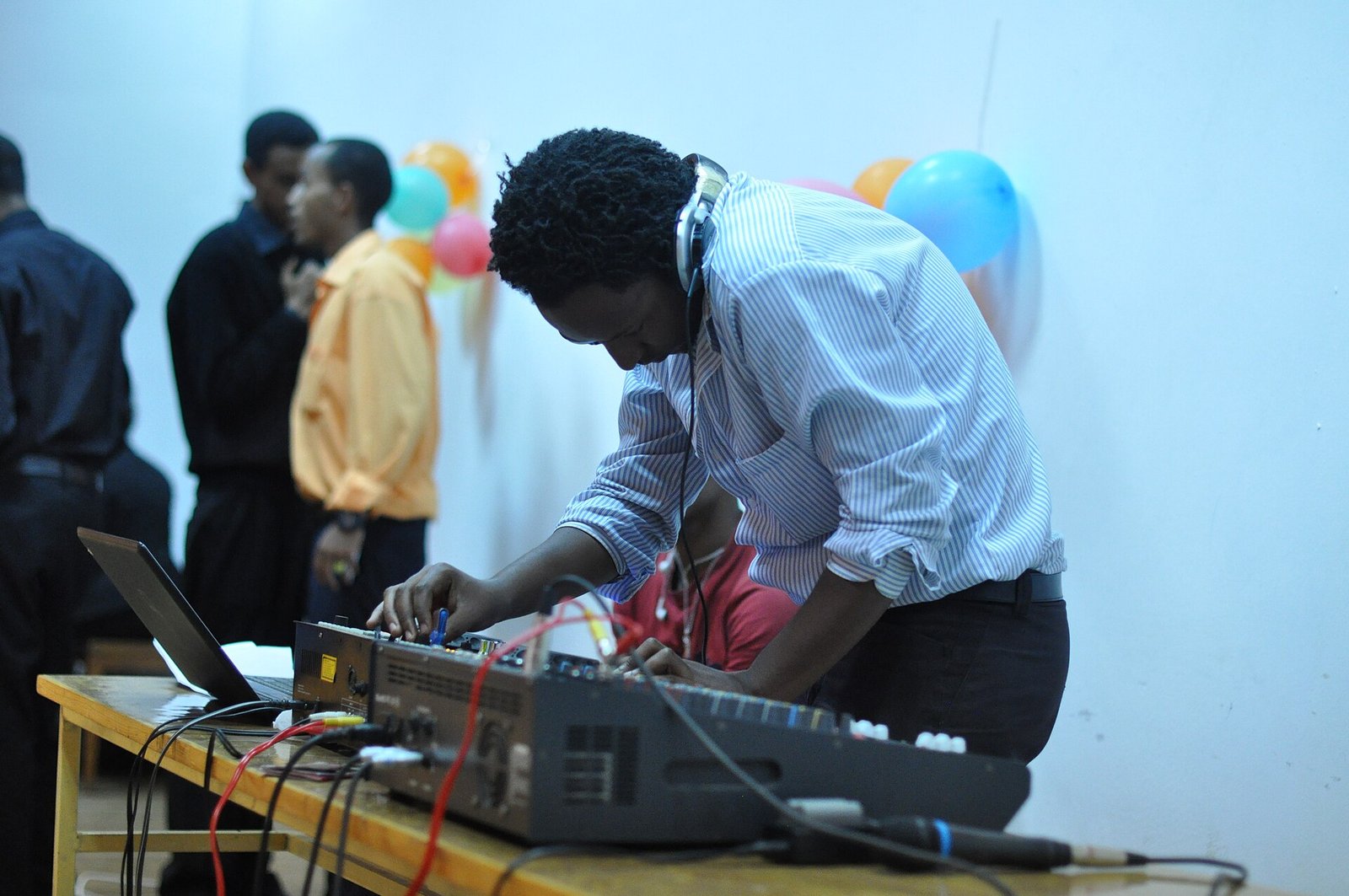 DJ mixer in use