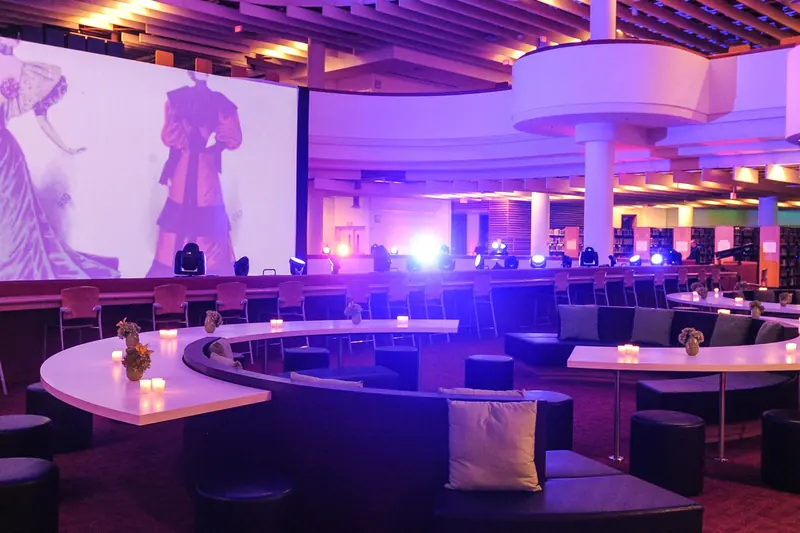 Toronto Reference Library — Level Two: event room lit for a reception