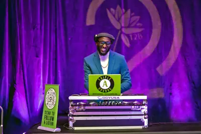 Triple A Sounds at the booth on stage